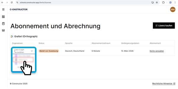 Lernenden auswählen